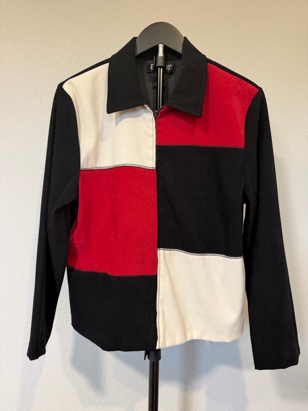 Briggs Petite Colorblock Zip Jacket Black Red White Y2K Mod